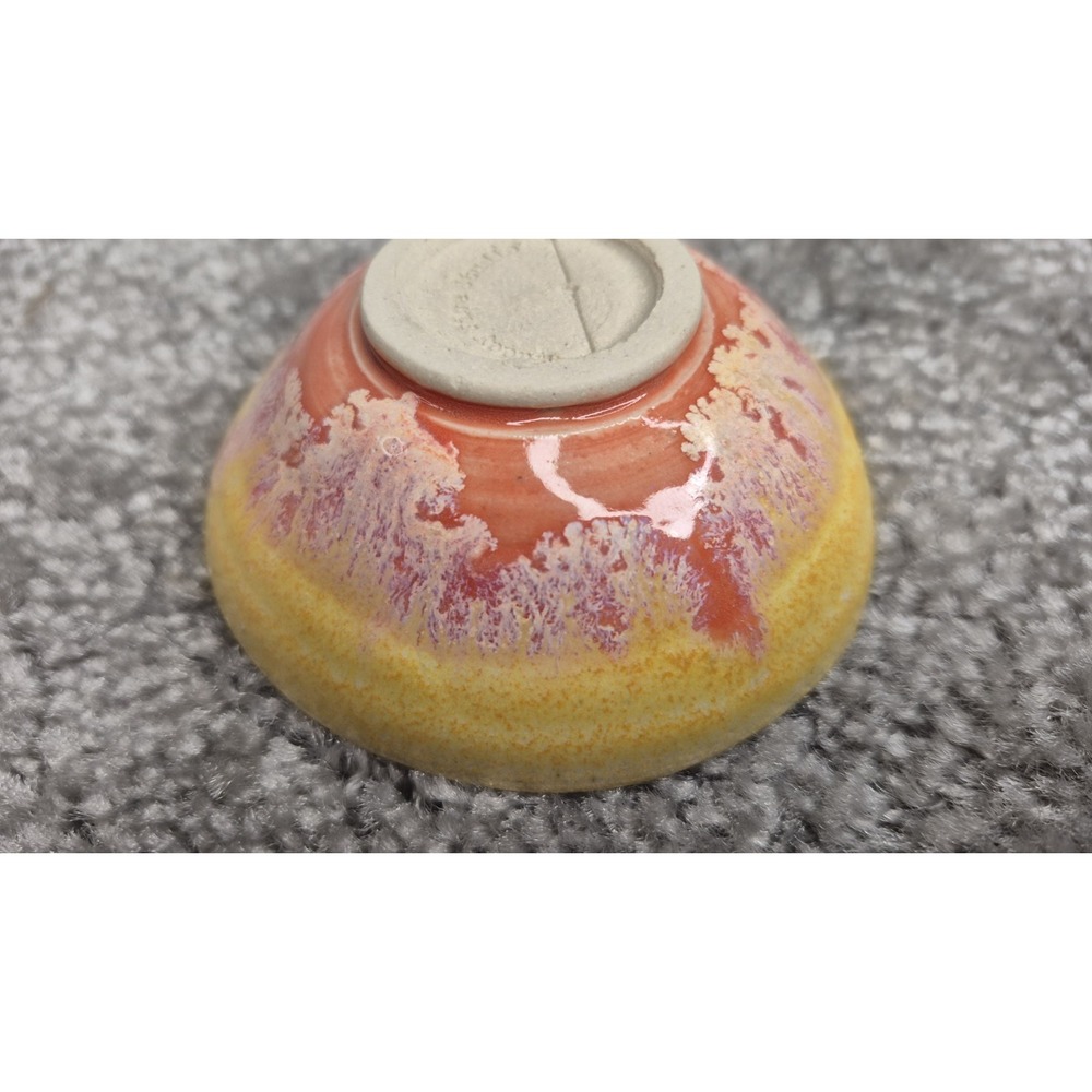 Muddy Five Studio Art Pottery Bowls Stoneware Yellow Blues‎ Pink Glazed Handmade - Picture 6 of 9